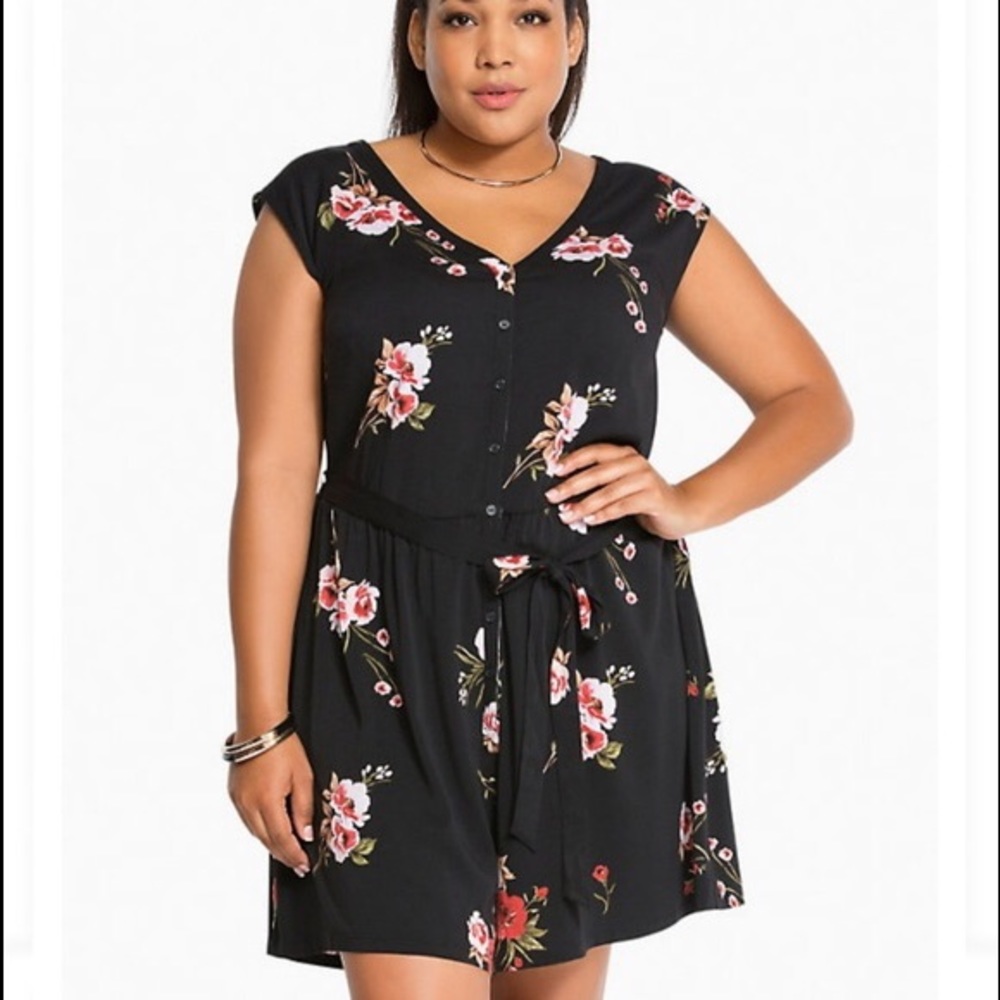Torrid Floral Button Front Romper